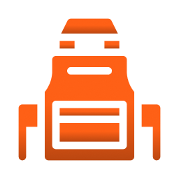 An orange welding apron icon on a black background, symbolizing welding services. The design emphasizes safety and professionalism in metalwork.