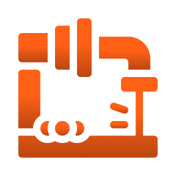 An orange graphic depicting a welding torch and tools, symbolizing welding services. The design emphasizes strength and craftsmanship in metalwork.