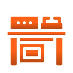 An orange icon depicting a welding table with tools, representing welding services.