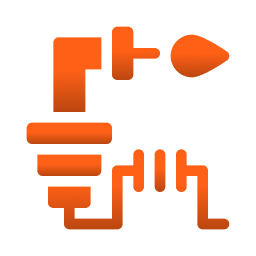 An orange welding icon featuring a welding torch and metal pieces on a black background. This graphic represents the welding services offered by Brothers Welding Inc in Oakland, CA.